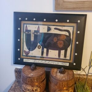 Chris Robert’s Antieau Fabric Textile Painting Folk Art  Kitten